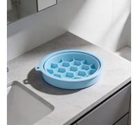 Cuenco de hielo plegable de silicona con bandeja de hielo integrada para crioterapia facial y refrigeración de bebidas frías, diseño compacto para bolsas de gimnasio y kits de viaje (azul)