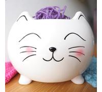Cuenco de hilo de gato para tejer, bonito cuenco de cerámica extragrande, cuenco de cerámica para ganchillo, accesorios de ganchillo, soporte de almacenamiento, regalo divertido para tejedores
