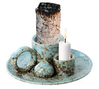 Cuenco de Incienso 4 en 1, Soporte para Incienso Cerámica, Porta Incienso para Quemador de Salvia, Soporte para Palo Santo Moderno con Cenicero para Aromaterapia, Meditación (B)