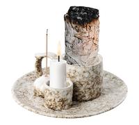 Cuenco de Incienso 4 en 1, Soporte para Incienso Cerámica, Porta Incienso para Quemador de Salvia, Soporte para Palo Santo Moderno con Cenicero para Aromaterapia, Meditación (A)