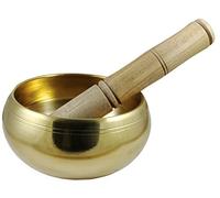 Cuenco de latón tibetano de metal rojo - Instrumento musical de meditación de 10 cm con palo