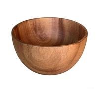 Cuenco de madera con acabado pulido a mano diseñado para servir ensaladas, frutas, arroz cocido y comidas a base de caldo en casa