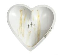 Cuenco de madera con forma de corazón con acabado suave, plato decorativo para peticiones de oración y reflexiones, espiritual para mujeres y mamá, decoración de iglesia y hogar, 25 x 25 x 5 cm