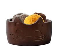 Cuenco de madera de lana con forma de gato - Cuenco de madera con forma de hocico de gato, simpático cuenco de lana de madera | Portaobjetos para porta hilos de ganchillo, cuenco para tejer
