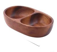 Cuenco de madera de nogal con 2 compartimentos para frutos secos y dulces, para cocina, salón, 21 x 12,5 x 4,5 cm