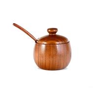 Cuenco de madera orgánica para servir alimentos con estética japonesa que mejora el atractivo visual de la sopa de arroz y los platos de ensalada (con tapa de cuchara)