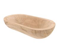 Cuenco de masa de madera rústico tallado en amarillo claro, decorativo, para centro de mesa de cocina