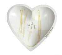 Cuenco de oración de corazón de grano natural hecho de madera para apoyar la oración diaria de reflexión y el hábito de diario de gratitud (blanco)