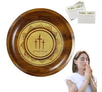 Cuenco de oración de madera - Bol Platos de bendición redondos de madera con tarjetas de oración | 9.06x9,06x0.91 pulgadas P? Decoración para congregación, decoración del hogar religioso navideño