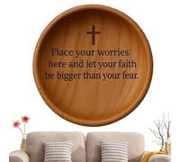 Cuenco de oración de madera, decoración rústica con cruz grabada, cuenco de bendición de madera, para el hogar, sala de estar, dormitorio, entrada, iglesia, bautizo, altar