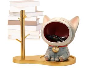 Cuenco de para Gato, Estatua de Gato de Resina | Bandeja para Llaves | Decoración para el hogar, salón, Dormitorio, Estante de