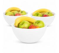Cuenco de plástico para comida, Bol de cocina, Ensaladera de plástico, Libre de BPA, Apto para lavavajilla, Capacidad 4 Litros, Diámetro 26.5 cm, Altura 12 cm, Blanco, 3 unidades