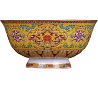 Cuenco de porcelana antiguo, Cuencos cerámica, 15,6 cm,14 pulgadas arroz Jingdezhen Hueso China pie alto comer sopa Diámetro, 7,8 Amarillo