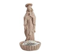Cuenco de resina para oración de estatua de la dama de Lourdes, soporte de rosario de arte religioso, bandeja para el hogar, espacio devocional, artístico, estatua de la dama de Lourdes, soporte de