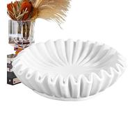 Cuenco de resina para servir, diseño rústico de simulación antigua, borde decorativo con volantes, pequeño 15 x 15 x 5 cm, elegante centro de mesa, decoración de comedor de cocina, festoneado