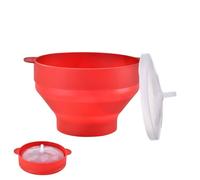 Cuenco de silicona para palomitas de maíz para microondas con tapa, plegable, redondo, con asa, plegable, resistente al calor, herramienta portátil para hornear en casa, viajes, noche de cine