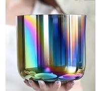Cuenco de sonido colorido de alquimia, 432 hz/440 Hz, color natural, luz cósmica para yoga, meditación y curación de sonido (una nota, 6 pulgadas 432 Hz + bolsa)