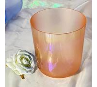 Cuenco de sonido con luz naranja, cuenco de cuarzo de colores for chakras for meditación de yoga, cuenco de cristal con percutor de acrílico y junta tórica gratuitos(440Hz,6 inch G Note)