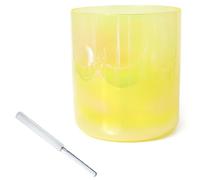Cuenco de sonido de alquimia de color amarillo limón de 432 Hz, cuenco de cristal for meditación de yoga y curación de sonido, cuenco de chakra de cuarzo con golpeador acrílico y junta tórica gratis (