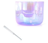 Cuenco de sonido de alquimia de color morado degradado transparente for meditación de yoga y curación de sonido, cuenco de cristal con golpeador acrílico y junta tórica, cuenco de chakra de cuarzo(440