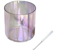 Cuenco de sonido de alquimia de color morado transparente de 432 Hz, cuenco de cristal for meditación de yoga y curación de sonido, cuenco de chakra de cuarzo con golpeador acrílico y junta tórica gra
