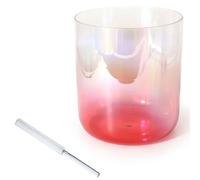 Cuenco de sonido de alquimia rojo degradado de 432 Hz, cuenco de cristal de colores for meditación de yoga, cuenco de chakra de cuarzo con golpeador acrílico y junta tórica gratis(Color:7"A)