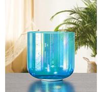 Cuenco de sonido de luz cómica cian de 6 pulgadas, cuenco de cristal for meditación de yoga y sanación con sonido, cuenco de alquimia de chakras de cuarzo con mazo de gamuza y junta tórica(440Hz,C not