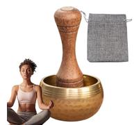 Cuenco de sonido de meditación, juego de accesorios para canto de yoga, mazo de madera, instrumento tibetano espiritual para alineación de chakras, atención plena, relajación, sesiones de meditación