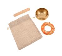Cuenco de Sonido de Nepal de Cobre, 1 Set, Estilo Antiguo | Mazo de Madera y Base de Lino, Portátil para Yoga y Viajes al Aire Libre