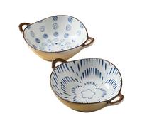 Cuenco de sopa de cerámica para orejas de estilo japonés, simple y exquisito, anillos anuales + lluvia de flores