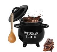 Cuenco de sopa de, cuenco para caldo de - Coccio de cerámica para estofado de brujas con cuchara | Cuenco de sopa negro para reuniones familiares, de Halloween, té, cumpleaños, en co