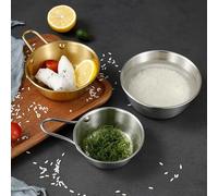 Cuenco de vino de arroz coreano en acero inoxidable 304, diseñado con asa para un uso fácil, ideal para helado y bebidas frías (plata, 14 cm)