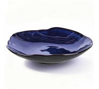 Cuenco decorativo de cerámica azul, plato pequeño de 10.4 pulgadas, frutero, plato de caramelos, cuenco para llaves para mesa de entrada, plato de joyería y anillo, plato de porcelana para cocina