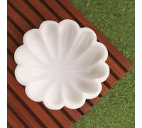 Cuenco decorativo de mármol hecho a mano | Plato acanalado festoneado con volantes blancos para llaves/anillos de frutas | Decoración moderna orgánica para el hogar (10 pulgadas)