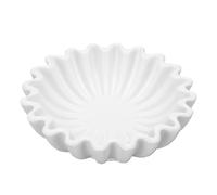 Cuenco decorativo de resina blanca con diseño festoneado con volantes hechos a mano