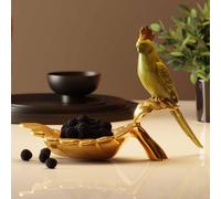 Cuenco decorativo KARE Parrot Guard, dorado/verde, pintado a mano