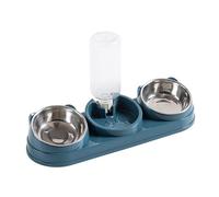 Cuenco doble para comida para mascotas, cuenco de agua para perros y gatos, alimentación diaria con dispensador automático para comida seca y húmeda, estación de alimentación doble