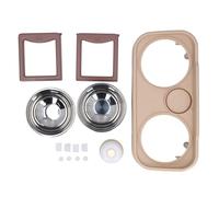 Cuenco Doble para Mascotas, Elevado, para Perros y Gatos, con Campana, Inclinado, Antideslizante, diseño Desmontable para Alimentos, Agua, Color Caqui, 13,8 x 7,9 x 6,3 Pulgadas