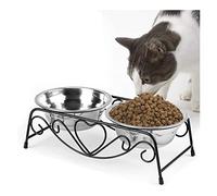 Cuenco Doble para Perros, alimentación para Mascotas, Cuencos para Mascotas de Acero Inoxidable con Soporte de Hierro, Cuencos de Agua para Comida para Perros y Gatos, Plato alimentador, Estante