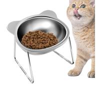 Cuenco Elevado Antivómitos Para Gatos Con Inclinación De 15 Grados, Plato Elevado De Comida Y Agua De Acero Inoxidable, Reduce Los Vómitos Y La Fatiga De La Barba, Adecuado Para Gatos De Todas Las Eda