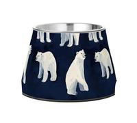 Cuenco elevado de acero inoxidable para perros, cuenco de comida para el agua, para amar a las mascotas, bigotes, fatiga, elegante oso polar