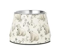 Cuenco elevado de acero inoxidable para perros, cuenco de comida para el agua, para amar a las mascotas, bigotes, fatiga, elegante oso polar