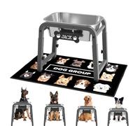 Cuenco elevado de agua para perros de 4.5 L, altura ajustable (13-17 pulgadas) cuenco elevado de acero inoxidable con alfombrilla a prueba de derrames y soporte de metal resistente, a prueba de puntas