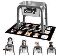 Cuenco elevado de agua para perros de 7 L, altura ajustable (13-17 pulgadas), cuenco elevado de acero inoxidable con alfombrilla a prueba de derrames y soporte de metal resistente, a prueba de puntas