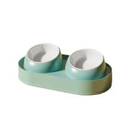 Cuenco elevado de cerámica blanca para gatos y perros pequeños, cuenco de comida y agua para gatos, cuenco para gatos con soporte inclinado, cuenco de protección para cuello reclinable a 10° con