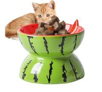 Cuenco Elevado de cerámica para Gatos - Plato Inclinado para Gatos | Cuenco Elevado para Comida para Gatos, diseño de Frutas, Suministros para Mascotas, sin estrés, prevención de reflujo, Duradero
