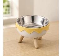 Cuenco elevado de cerámica para perros con soporte de acero inoxidable, cuenco elevado de alimentación para mascotas de 6.1 pulgadas, capacidad de 2 tazas, plato antideslizante para alimentos y agua