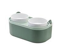 Cuenco elevado de comida para perros - Cuencos dobles de alimentación para mascotas con almacenamiento para evaluación | Cuencos elevados para gatos y cachorros con tenedor y cuchara, construcción