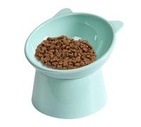 Cuenco elevado inclinado de ABS para cachorros, cuencos de alimentación multicolor en forma de oso y orejas de gato, para perros pequeños de interior (azul, forma de oreja de gato)