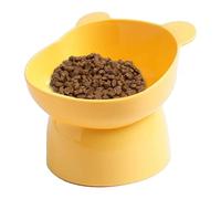 Cuenco elevado inclinado de ABS para cachorros, cuencos de alimentación multicolor en forma de oso y orejas de gato, para perros pequeños de interior (amarillo, forma de cara de oso)